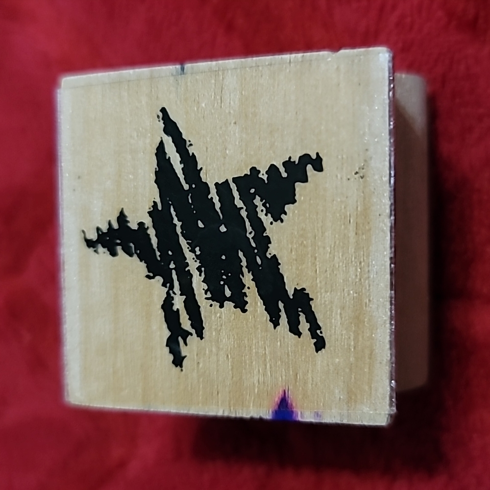Stamp Craft Stylized Star Wooden Rubber Stamp